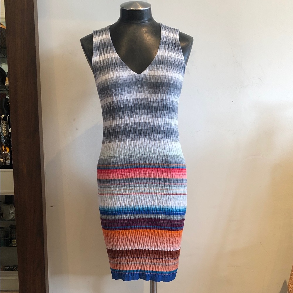 Missoni Gray and Blue Striped Midi Dress